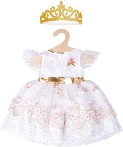 Produktbild: Puppen-Prinzessinnenkleid Kirschbl&uuml;te mit goldener Krone, Gr. 28-35 c
