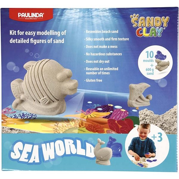 Produktbild: Creativ Company Sandy Clay, Wasserwelt, Natur, 1 Set, 10 F&ouml;rmchen + 600g Sand