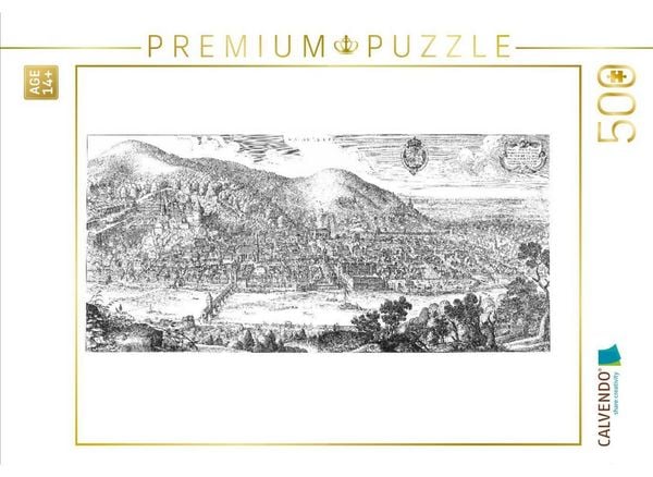 CALVENDO Puzzle Heidelberger Altstadt und Schloss (Panorama um 1620) | 500 Teile Lege-Größe 48 × 36 cm Foto-Puzzle für Erwachsene
