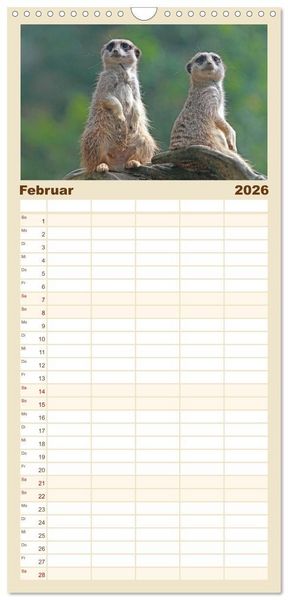 Produktbild: Familienplaner 2026 - Erdm&auml;nnchen mit 5 Spalten (Wandkalender, 21 x 45 cm) CALVENDO