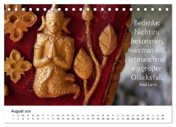 Produktbild: Reisefreu(n)de: Leben in Harmonie - buddhistische Zitate (Tischkalender 2026 DIN A5 quer), CALVENDO Monatskalender