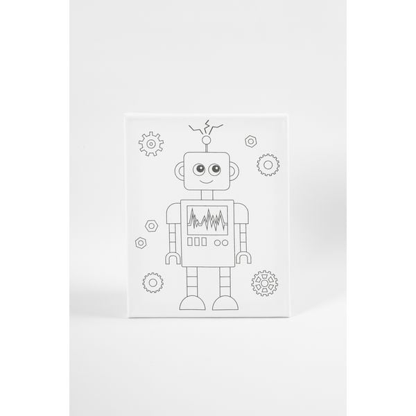 Produktbild: Creativ Company Mal-Leinwand mit Aufdruck, Roboter, T 1,6 cm, Gr&ouml;&szlig;e 24x30 cm, 360 g, 1 Stk