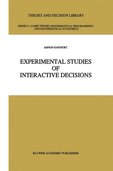 Produktbild: Experimental Studies of Interactive Decisions