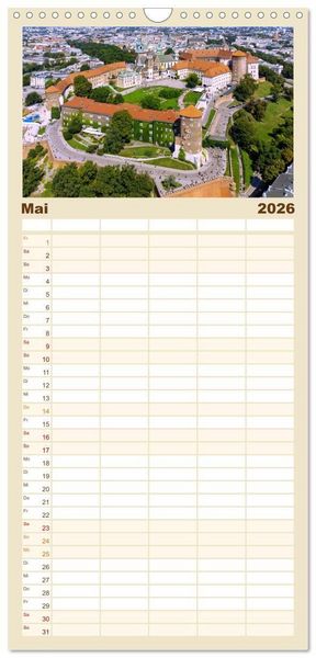 Produktbild: Familienplaner 2026 - Krakau. Ein Spaziergang durch Polens kulturelles Herz mit 5 Spalten (Wandkalender, 21 x 45 cm) CALVENDO