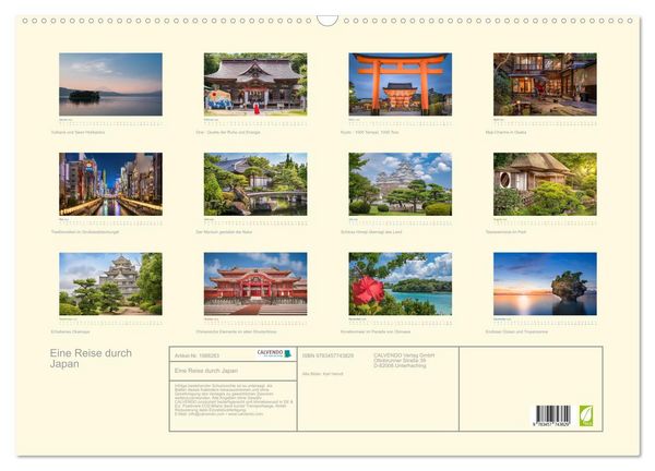 Produktbild: Eine Reise durch Japan (Wandkalender 2026 DIN A2 quer), CALVENDO Monatskalender