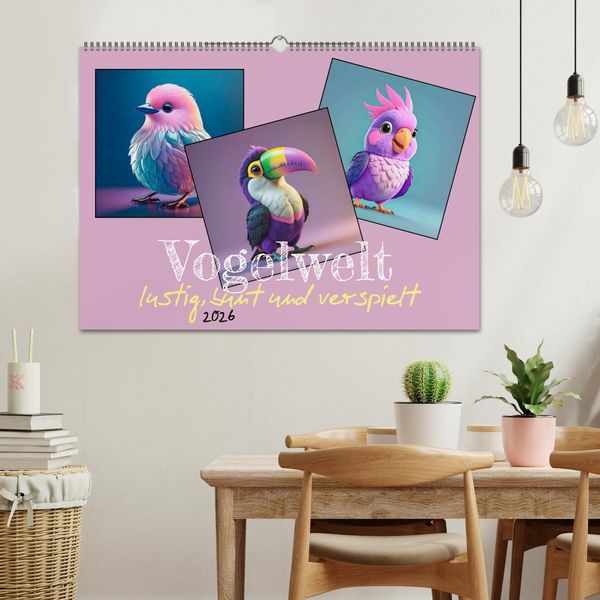 Produktbild: Vogelwelt, lustig, bunt und verspielt (Wandkalender 2026 DIN A2 quer), CALVENDO Monatskalender