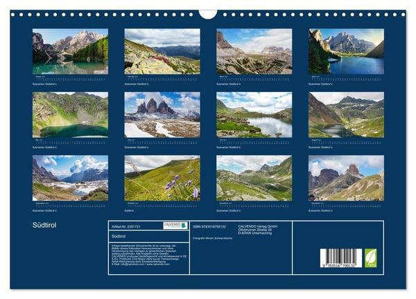 Produktbild: S&uuml;dtirol (Wandkalender 2027 DIN A3 quer), CALVENDO Monatskalender