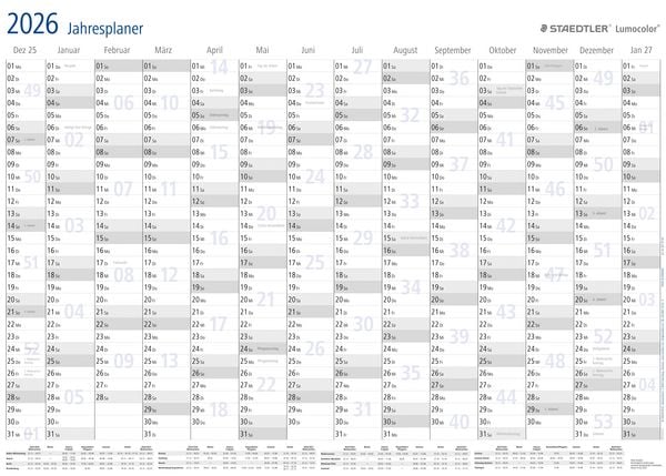 Produktbild: STAEDTLER Kalender Lumocolor Jahresplaner 2026, DIN A1