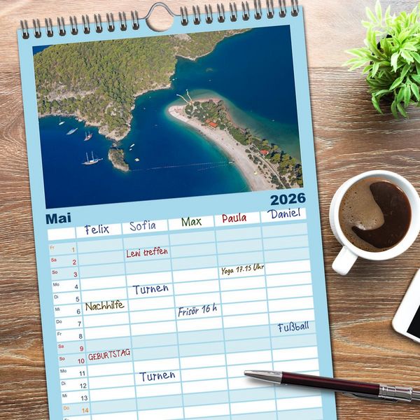 Produktbild: Familienplaner 2026 - Sommer an der T&uuml;rkischen &Auml;g&auml;is mit 5 Spalten (Wandkalender, 21 x 45 cm) CALVENDO
