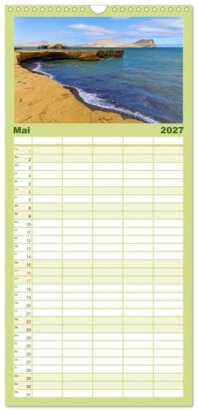 Produktbild: Familienplaner 2027 - Bekanntes und Unbekanntes Peru mit 5 Spalten (Wandkalender, 21 x 45 cm) CALVENDO