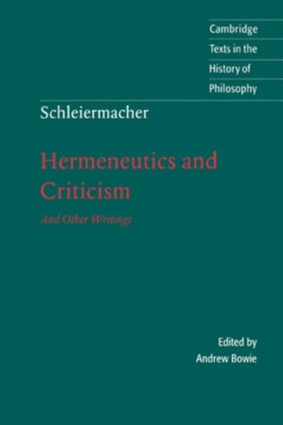 Produktbild: Schleiermacher: Hermeneutics and Criticism