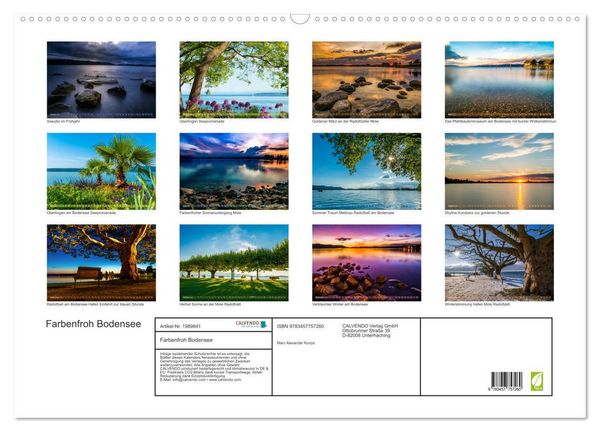 Produktbild: Farbenfroh Bodensee (Wandkalender 2026 DIN A2 quer), CALVENDO Monatskalender