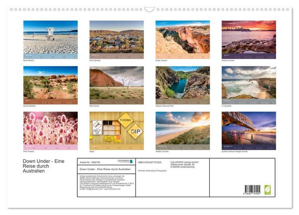 Produktbild: Down Under - Eine Reise durch Australien (Wandkalender 2026 DIN A2 quer), CALVENDO Monatskalender