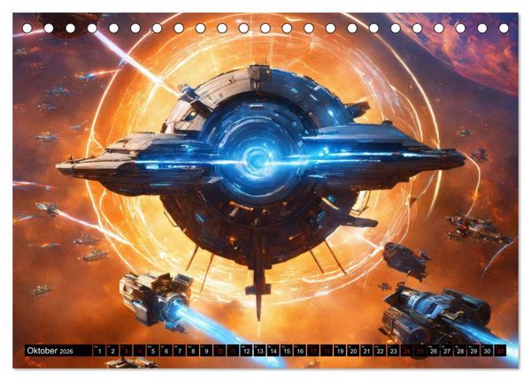 Produktbild: Futuristische Weltraumschlachten (Tischkalender 2026 DIN A5 quer), CALVENDO Monatskalender