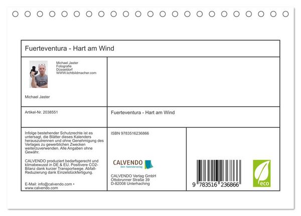 Produktbild: Fuerteventura - Hart am Wind (Tischkalender 2026 DIN A5 quer), CALVENDO Monatskalender