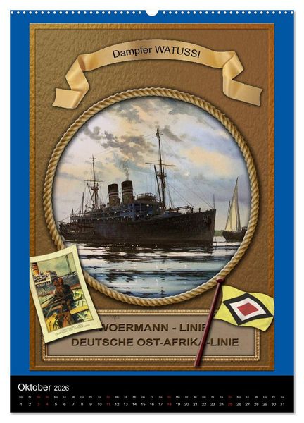 Produktbild: Deutsche Handelsschiffe vor 1945 (Wandkalender 2026 DIN A2 hoch), CALVENDO Monatskalender