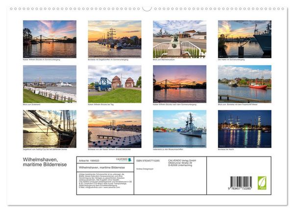 Produktbild: Wilhelmshaven, maritime Bilderreise (hochwertiger Premium Wandkalender 2026 DIN A2 quer), Kunstdruck in Hochglanz