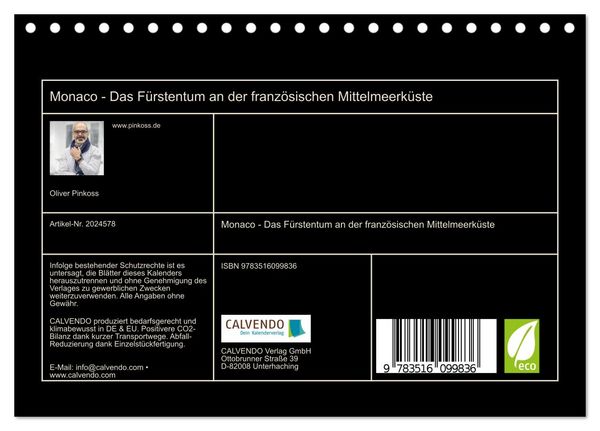 Produktbild: Monaco - Das F&uuml;rstentum an der franz&ouml;sischen Mittelmeerk&uuml;ste (Tischkalender 2026 DIN A5 quer), CALVENDO Monatskalender