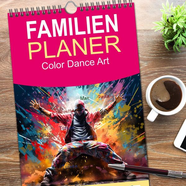 Produktbild: Familienplaner 2026 - Color Dance Art mit 5 Spalten (Wandkalender, 21 x 45 cm) CALVENDO