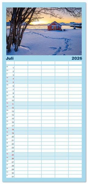 Produktbild: Familienplaner 2026 - Troms&oslash; in der Polarnacht mit 5 Spalten (Wandkalender, 21 x 45 cm) CALVENDO