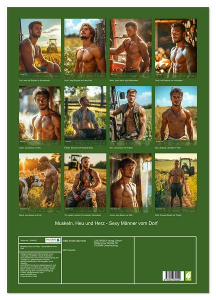 Produktbild: Muskeln, Heu und Herz - Sexy M&auml;nner vom Dorf (Wandkalender 2026 DIN A2 hoch), CALVENDO Monatskalender