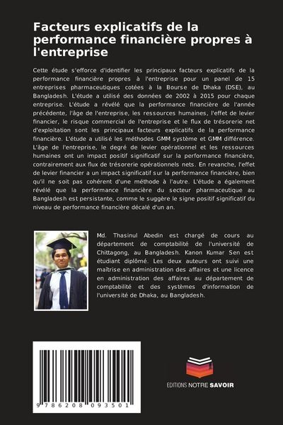 Produktbild: Facteurs explicatifs de la performance financi&egrave;re propres &agrave; l'entreprise