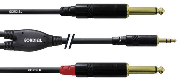 Cordial CFY1,5WPP Audio Adapterkabel [1x Klinkenstecker 3.5 mm - 2x Klinkenstecker 6.35 mm] 1.50 m Schwarz