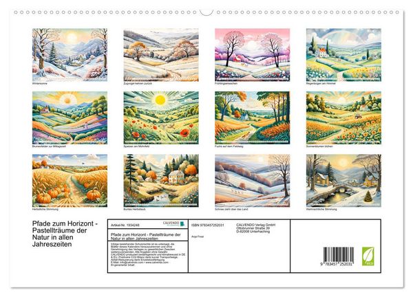 Produktbild: Pfade zum Horizont - Pastelltr&auml;ume der Natur in allen Jahreszeiten (hochwertiger Premium Wandkalender 2026 DIN A2 quer), Kunstdruck in Hochglanz