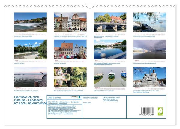 Produktbild: Hier f&uuml;hle ich mich zuhause - Landsberg am Lech und Ammersee (Wandkalender 2027 DIN A3 quer), CALVENDO Monatskalender