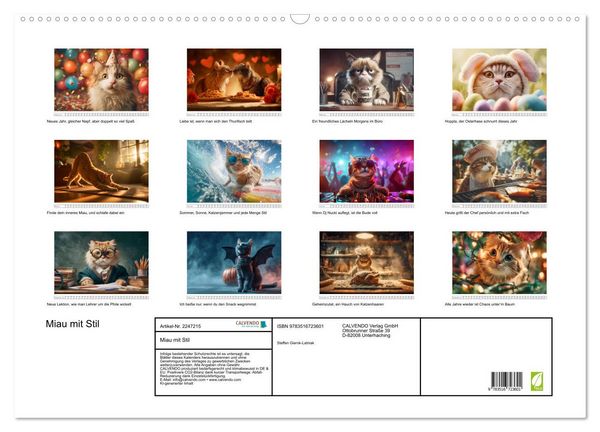Produktbild: Miau mit Stil (Wandkalender 2026 DIN A2 quer), CALVENDO Monatskalender