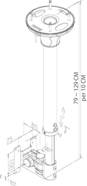Produktbild: Neomounts FPMA-C100WHITE Monitor-Deckenhalterung 1 Display(s) 25,4 cm (10") - 76,2 cm (30") Wei&szlig; H&ouml;henverstellbar, Neigbar, Schwenkbar, Rotierbar