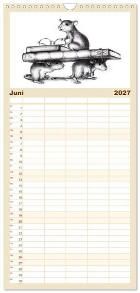 Produktbild: Familienplaner 2027 - owls & friends 2027 mit 5 Spalten (Wandkalender, 21 x 45 cm) CALVENDO
