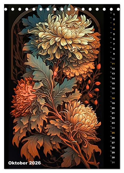 Produktbild: Jugendstil Blumen (Tischkalender 2026 DIN A5 hoch), CALVENDO Monatskalender