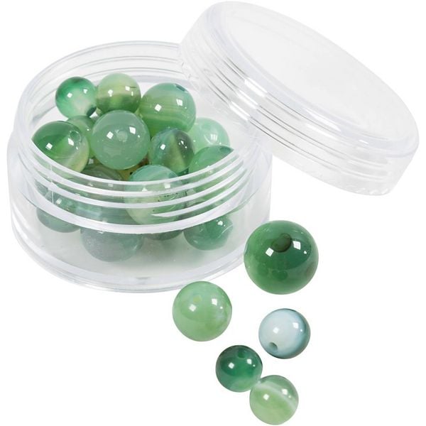 Produktbild: Creativ Company Achat Steinperlen, Gr&ouml;&szlig;e 13x8, 15x6 mm, Lochgr&ouml;&szlig;e 0,9-1 mm, Gr&uuml;n transparent, 28 Stk
