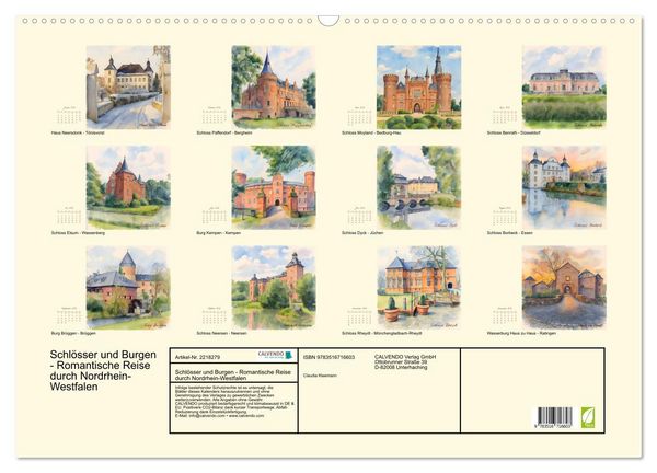 Produktbild: Schl&ouml;sser und Burgen - Romantische Reise durch Nordrhein-Westfalen (Wandkalender 2026 DIN A2 quer), CALVENDO Monatskalender