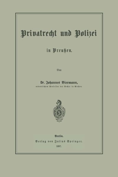 Produktbild: Privatrecht und Polizei in Preu&szlig;en