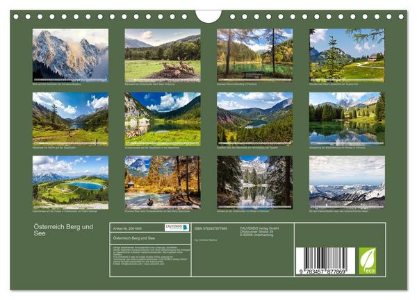 Produktbild: &Ouml;sterreich Berg und See (Wandkalender 2026 DIN A4 quer), CALVENDO Monatskalender