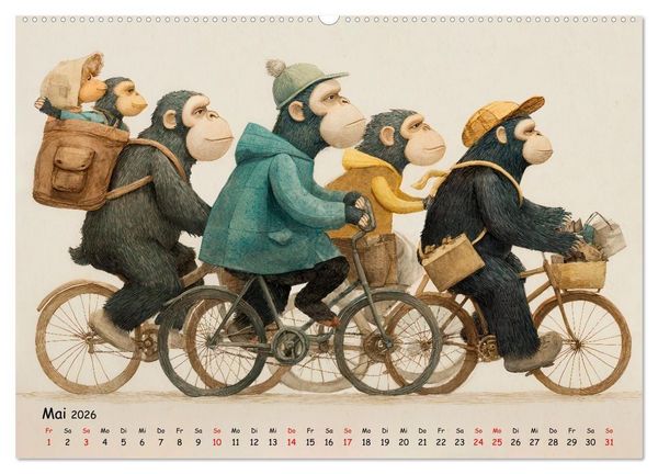 Produktbild: Verr&uuml;ckte Affenwelt (Wandkalender 2026 DIN A2 quer), CALVENDO Monatskalender