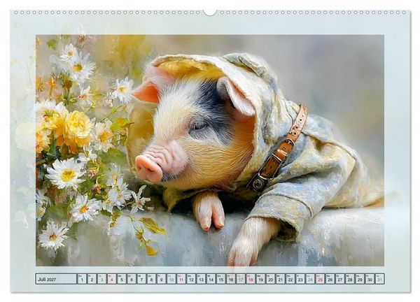 Produktbild: Mini-Schweinchen. Herzensbrecher im Garten (hochwertiger Premium Wandkalender 2027 DIN A2 quer), Kunstdruck in Hochglanz