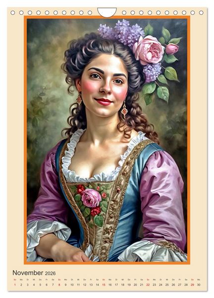 Produktbild: Portr&auml;tgalerie, Frauen in Barockkost&uuml;men (Wandkalender 2026 DIN A4 hoch), CALVENDO Monatskalender