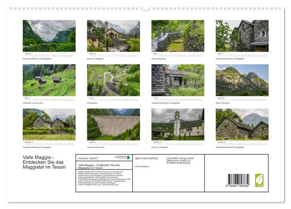 Produktbild: Valle Maggia - Entdecken Sie das Maggiatal im Tessin (hochwertiger Premium Wandkalender 2026 DIN A2 quer), Kunstdruck in Hochglanz