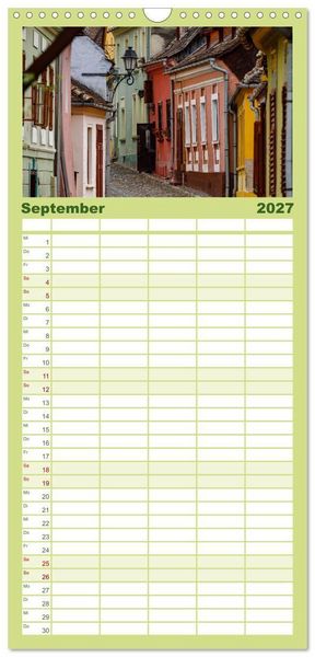Produktbild: Familienplaner 2027 - Mittelalterliche St&auml;dte Rum&auml;niens mit 5 Spalten (Wandkalender, 21 x 45 cm) CALVENDO