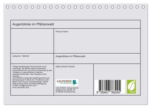 Produktbild: Augenblicke im Pf&auml;lzerwald (Tischkalender 2026 DIN A5 quer), CALVENDO Monatskalender