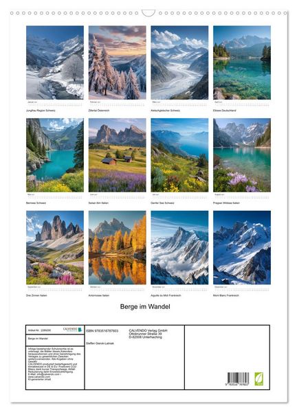 Produktbild: Berge im Wandel (Wandkalender 2027 DIN A2 hoch), CALVENDO Monatskalender