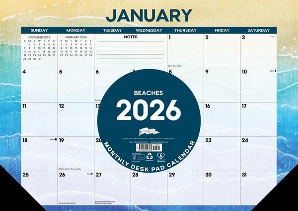 Produktbild: Beaches 2026 17 X 12 Small Monthly Deskpad