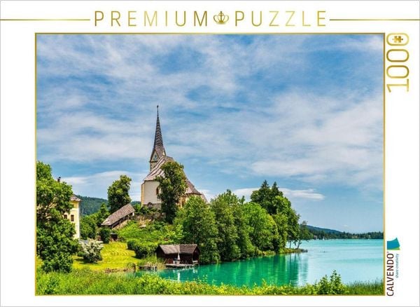 Produktbild: CALVENDO Puzzle Kirche Maria W&ouml;rth auf der Halbinsel im W&ouml;rthersee | 1000 Teile Lege-Gr&ouml;&szlig;e 64x48cm Foto-Puzzle f&uuml;r gl&uuml;ckliche Stunden