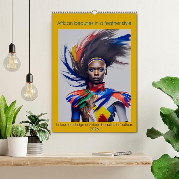 Produktbild: African beauties in a feather style (Wall Calendar 2026 DIN A2 portrait), CALVENDO 12 Month Wall Calendar