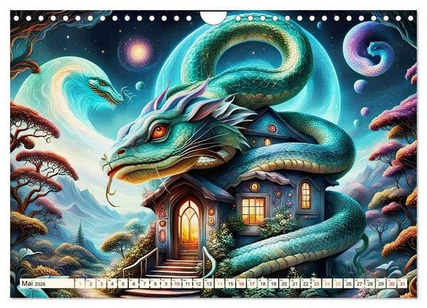 Produktbild: Drachenschlangen W&auml;chter (Wandkalender 2026 DIN A4 quer), CALVENDO Monatskalender