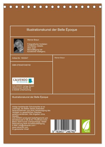 Produktbild: Illustrationskunst der Belle &Eacute;poque (Tischkalender 2026 DIN A5 hoch), CALVENDO Monatskalender