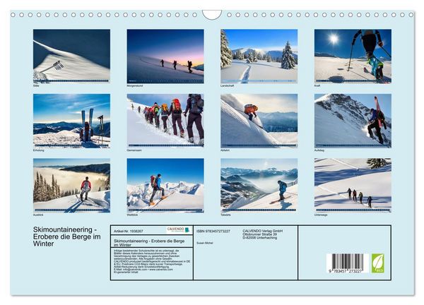 Produktbild: Skimountaineering - Erobere die Berge im Winter (Wandkalender 2026 DIN A3 quer), CALVENDO Monatskalender